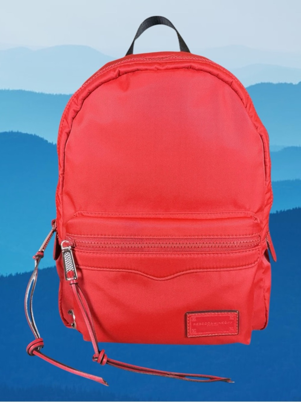 Rebecca Minkoff NWT Minimalist Designer Gorpcore Red Zip Nylon Backpack OS